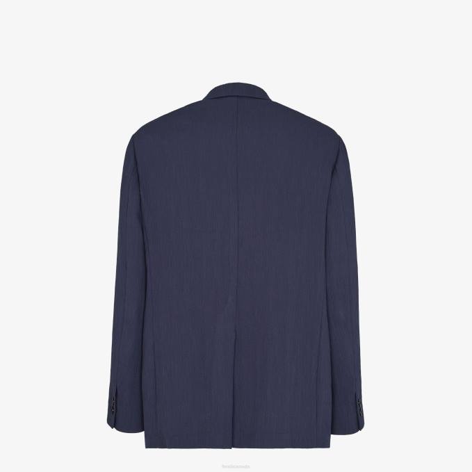 Men Viscose Jacket Blue Fendi Apparel 6RHH1940