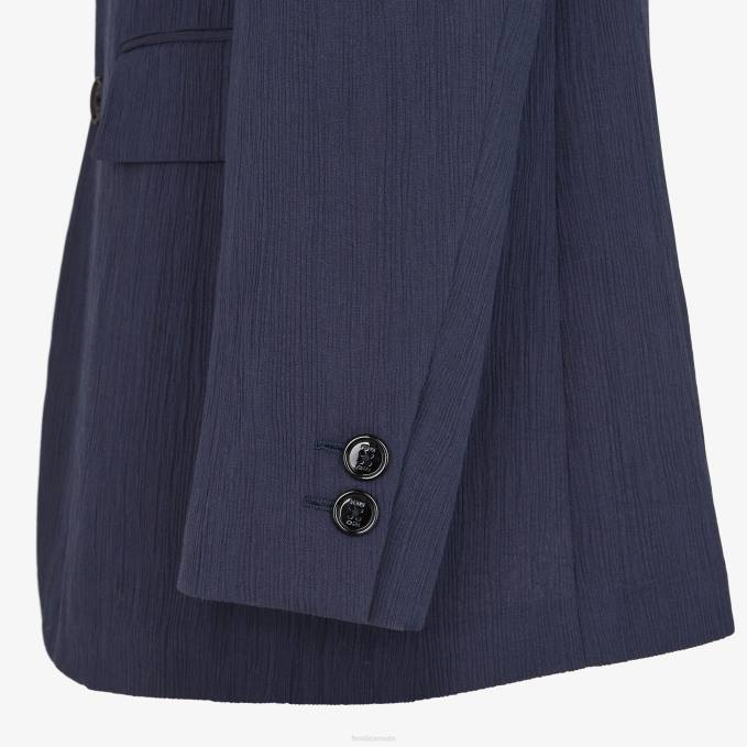 Men Viscose Jacket Blue Fendi Apparel 6RHH1940