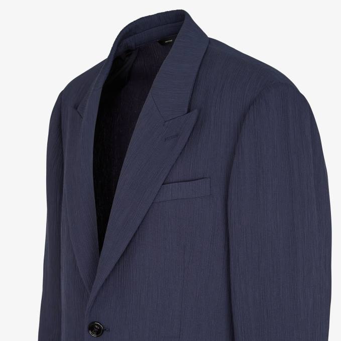 Men Viscose Jacket Blue Fendi Apparel 6RHH1940