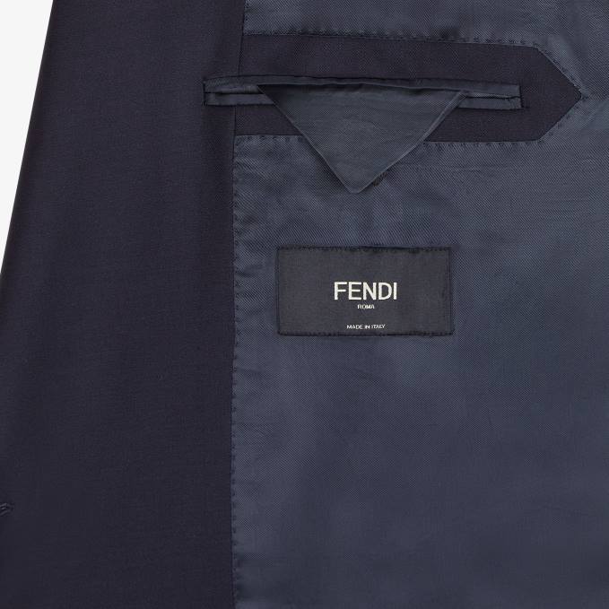 Men Wool Blazer Blue Fendi Apparel 6RHH2071