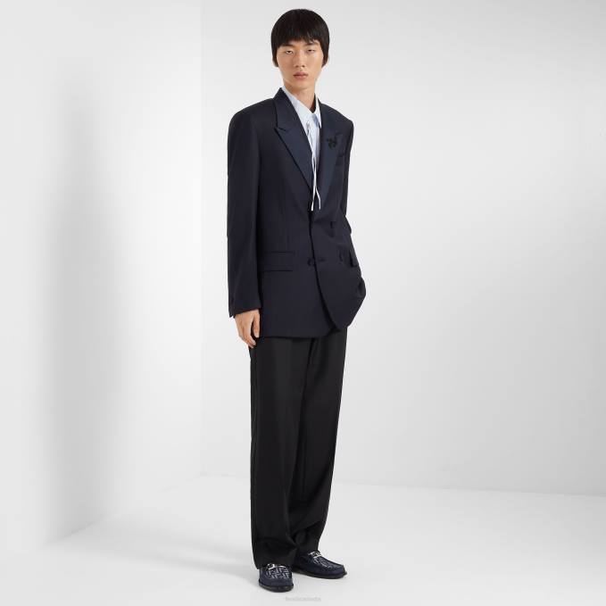 Men Wool Blazer Blue Fendi Apparel 6RHH2071