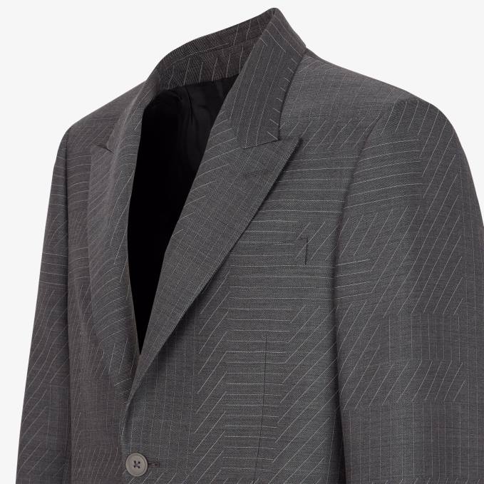 Men Wool Blazer Gray Fendi Apparel 6RHH1966