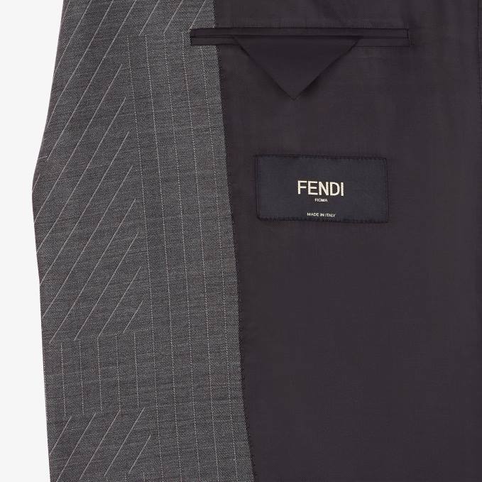 Men Wool Blazer Gray Fendi Apparel 6RHH1966