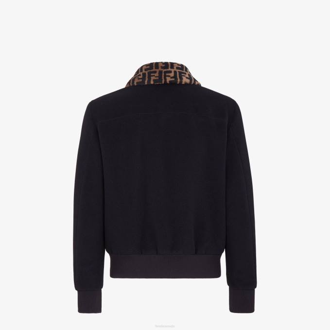 Men Wool Jacket Black Fendi Apparel 6RHH2183