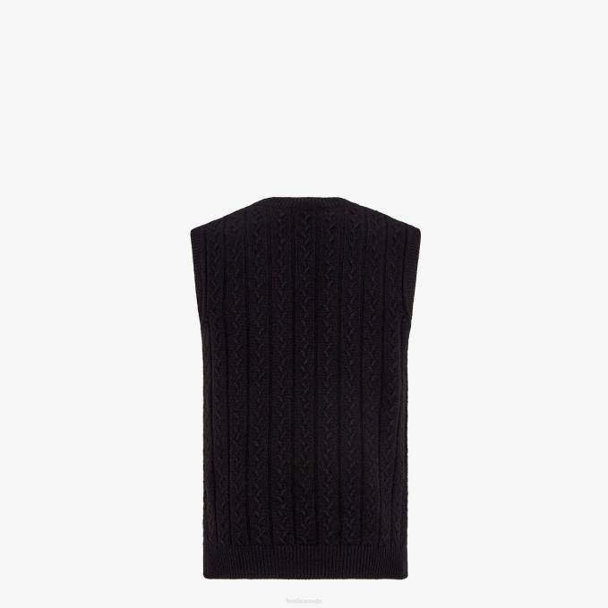 Men Cashmere Vest Black Fendi Apparel 6RHH2067