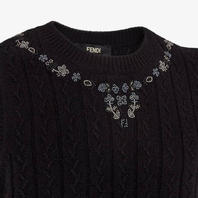 Men Cashmere Vest Black Fendi Apparel 6RHH2067