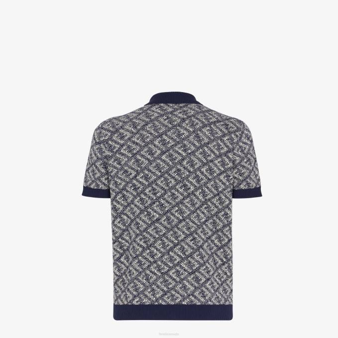 Men Cotton Polo Shirt Blue Fendi Apparel 6RHH2033