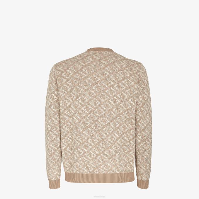 Men Cotton Sweater Beige Fendi Apparel 6RHH2041