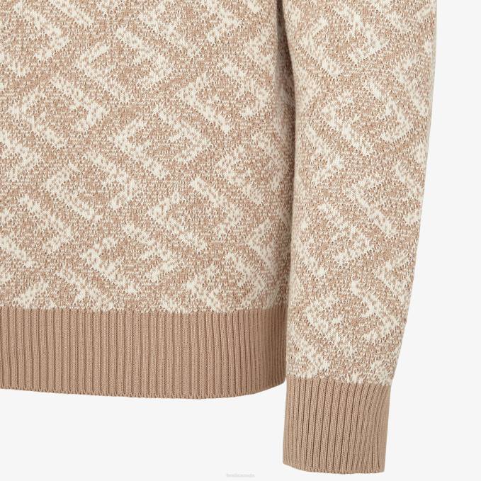 Men Cotton Sweater Beige Fendi Apparel 6RHH2041
