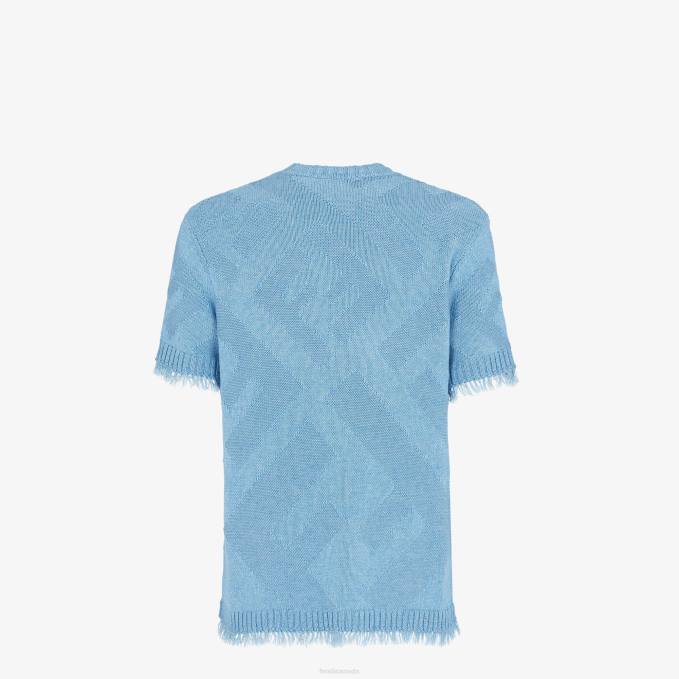 Men Cotton Sweater Light blue Fendi Apparel 6RHH2029