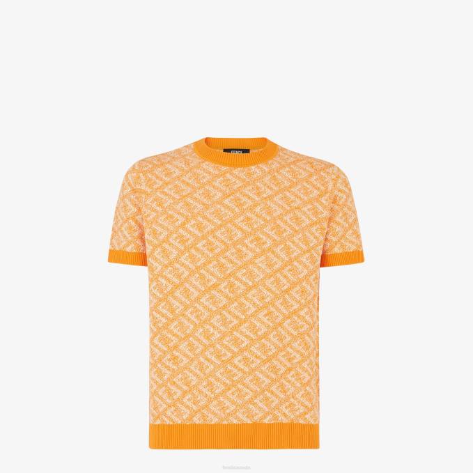 Men Cotton Sweater Orange Fendi Apparel 6RHH2032