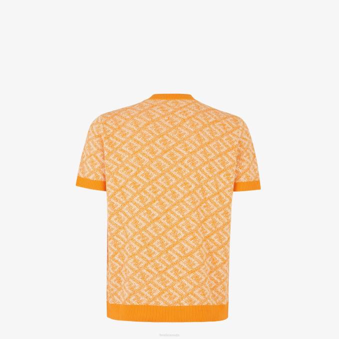 Men Cotton Sweater Orange Fendi Apparel 6RHH2032