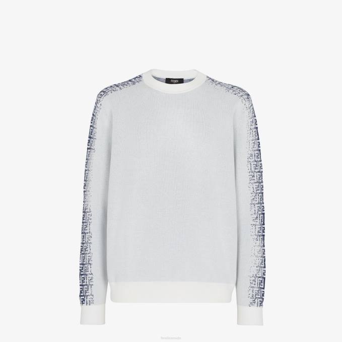 Men Cotton Sweater White Fendi Apparel 6RHH2034