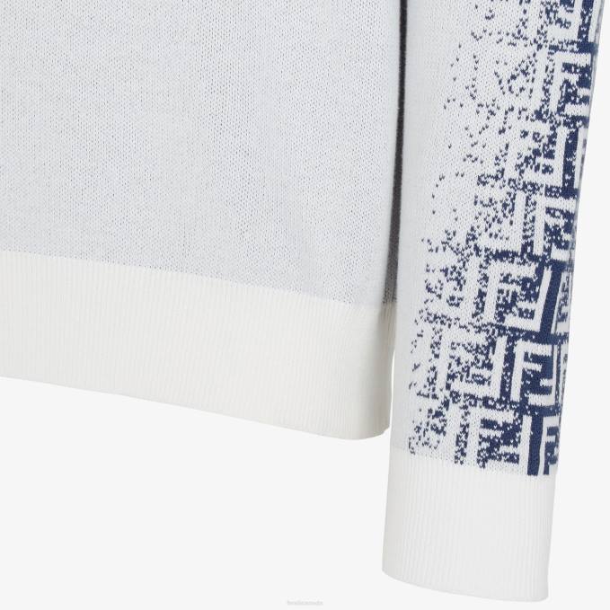 Men Cotton Sweater White Fendi Apparel 6RHH2034