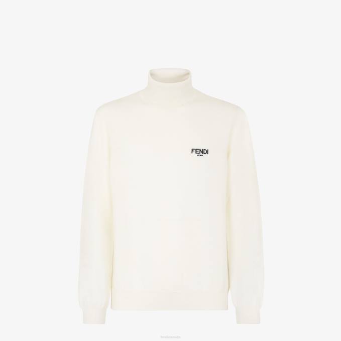 Men Knit Sweater White Fendi Apparel 6RHH2104