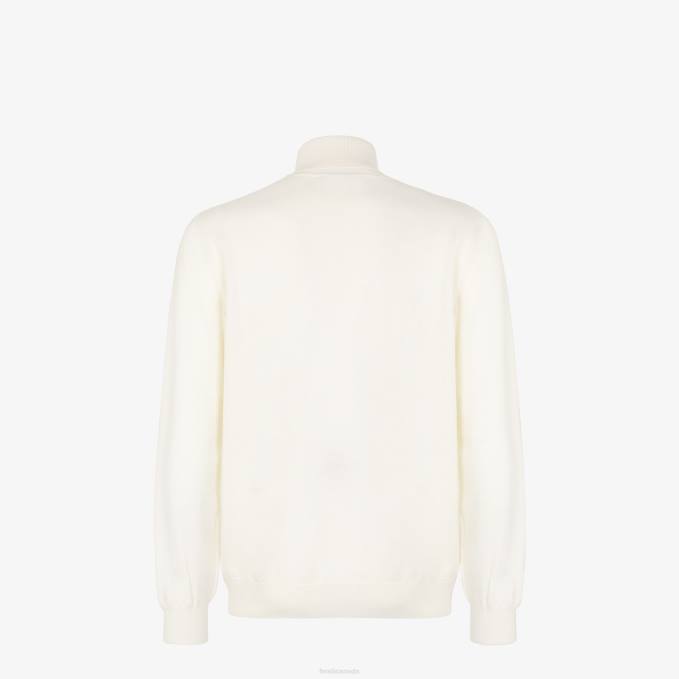 Men Knit Sweater White Fendi Apparel 6RHH2104