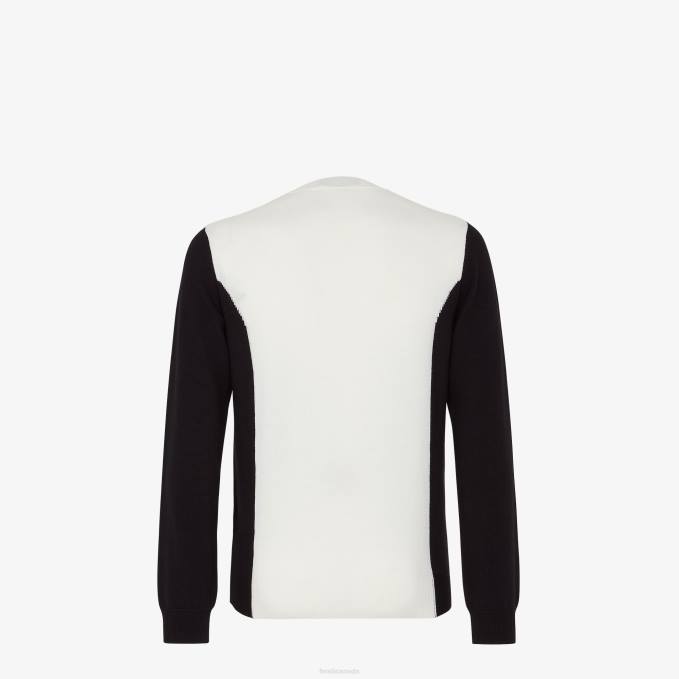 Men Knit Sweater White Fendi Apparel 6RHH2107