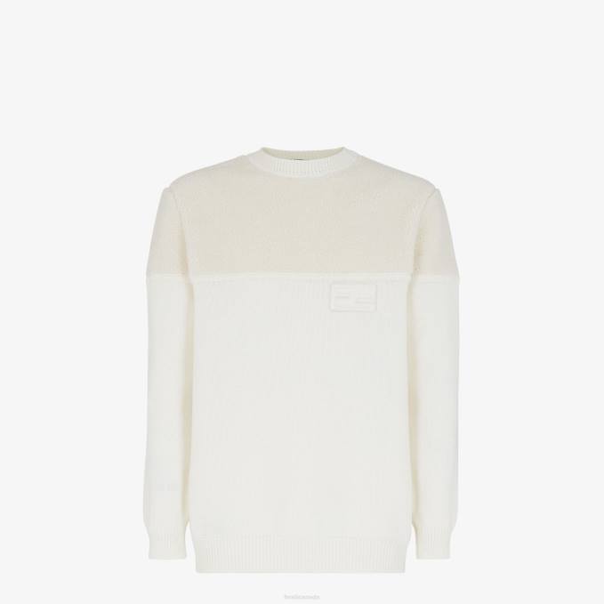Men Silk And Wool Sweater White Fendi Apparel 6RHH2095
