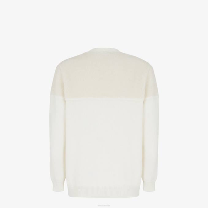 Men Silk And Wool Sweater White Fendi Apparel 6RHH2095