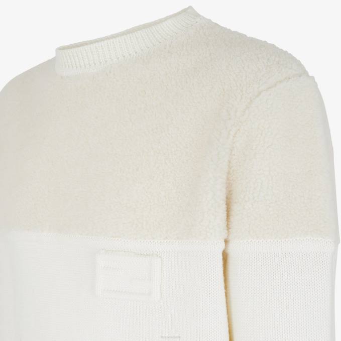 Men Silk And Wool Sweater White Fendi Apparel 6RHH2095