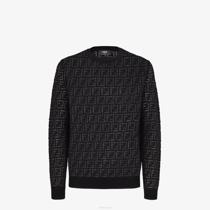 Men Sweater In Nylon And Wool Black Fendi Apparel 6RHH2092