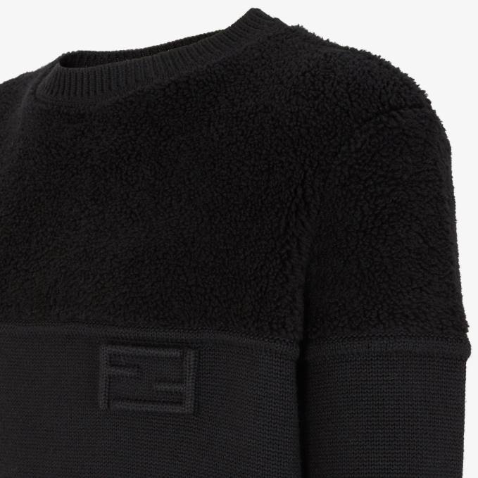 Men Wool And Silk Sweater Black Fendi Apparel 6RHH2090
