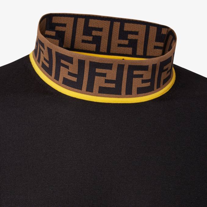 Men Wool Sweater Black Fendi Apparel 6RHH2080