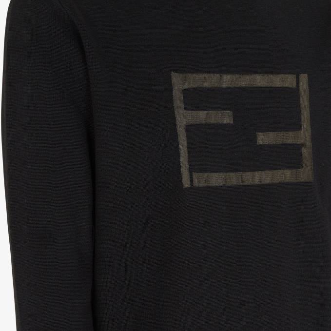 Men Wool Sweater Black Fendi Apparel 6RHH2102