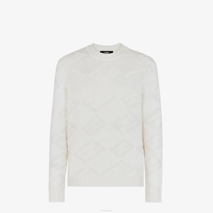 Men Wool Sweater White Fendi Apparel 6RHH2098