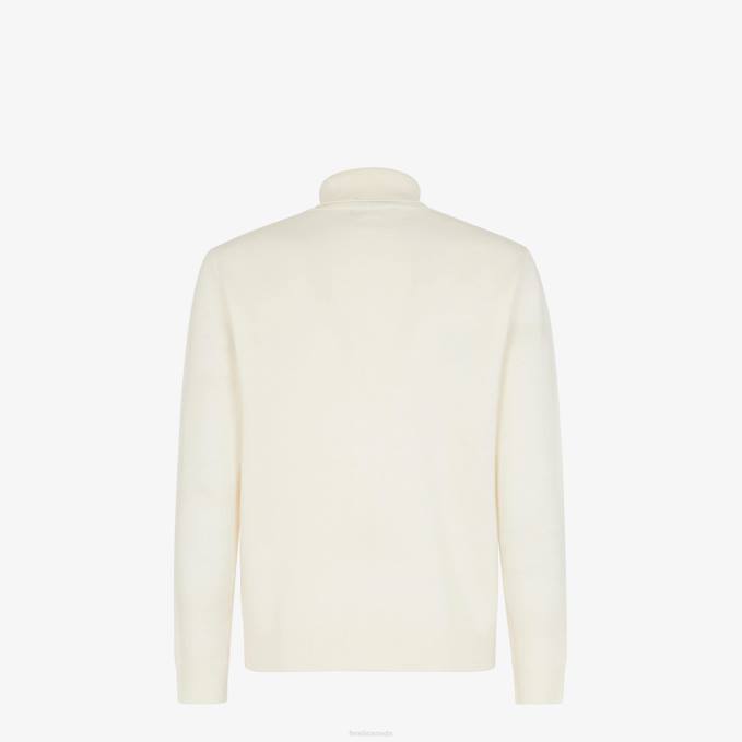 Men Wool Turtleneck White Fendi Apparel 6RHH2093