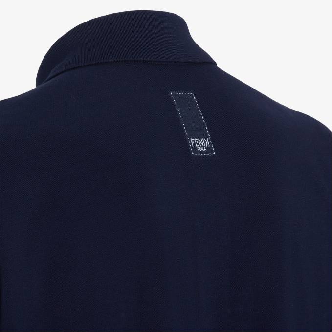 Men Cotton Polo Shirt Blue Fendi Apparel 6RHH2143