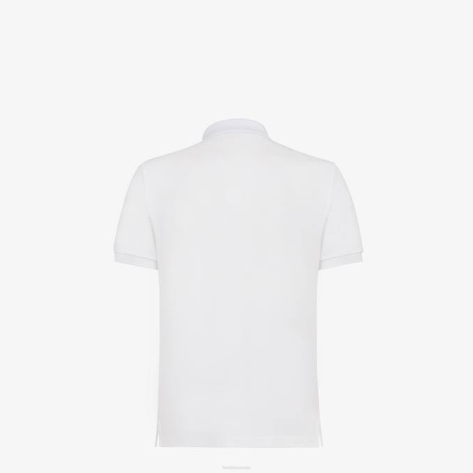 Men Cotton Polo Shirt White Fendi Apparel 6RHH2131