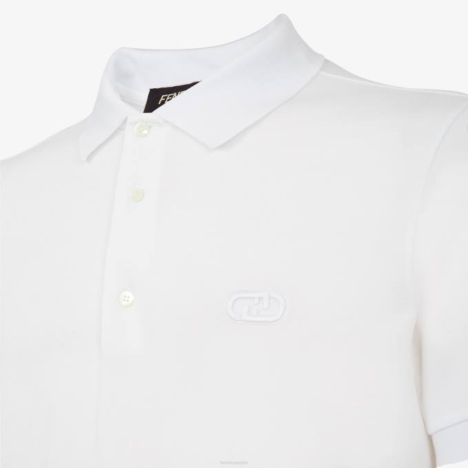 Men Cotton Polo Shirt White Fendi Apparel 6RHH2131