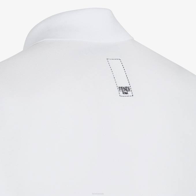 Men Cotton Polo Shirt White Fendi Apparel 6RHH2137