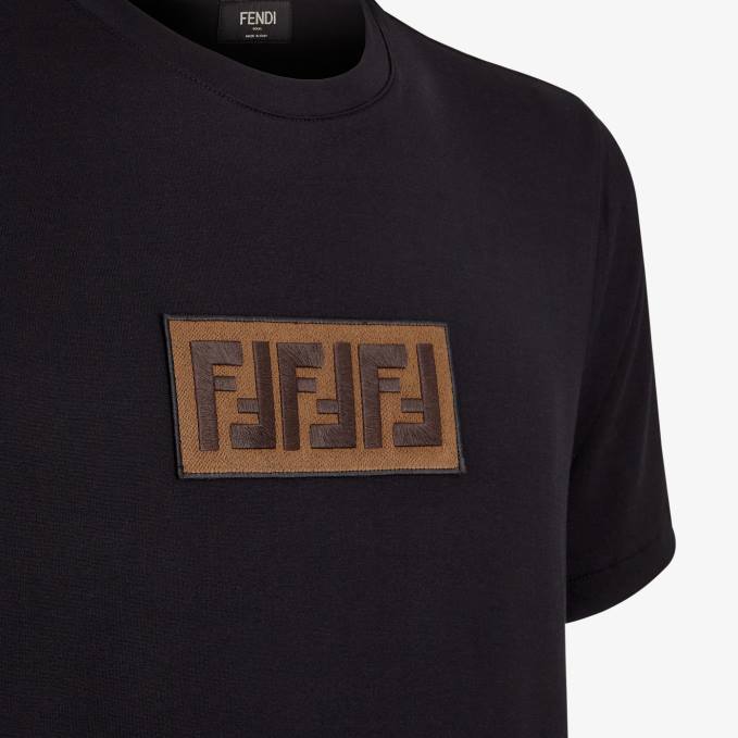 Men Cotton T-Shirt Black Fendi Apparel 6RHH1936