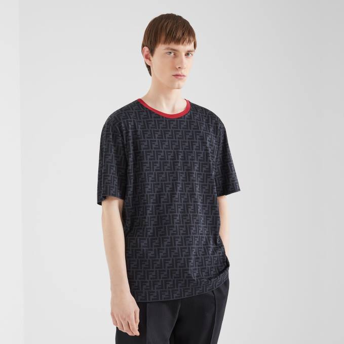 Men Cotton T-Shirt Black Fendi Apparel 6RHH2088