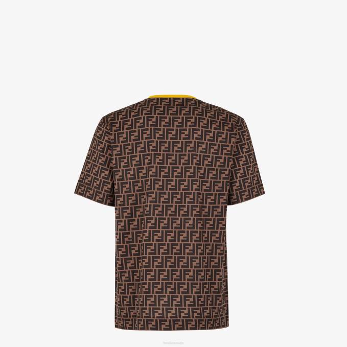 Men Cotton T-Shirt Brown Fendi Apparel 6RHH1986