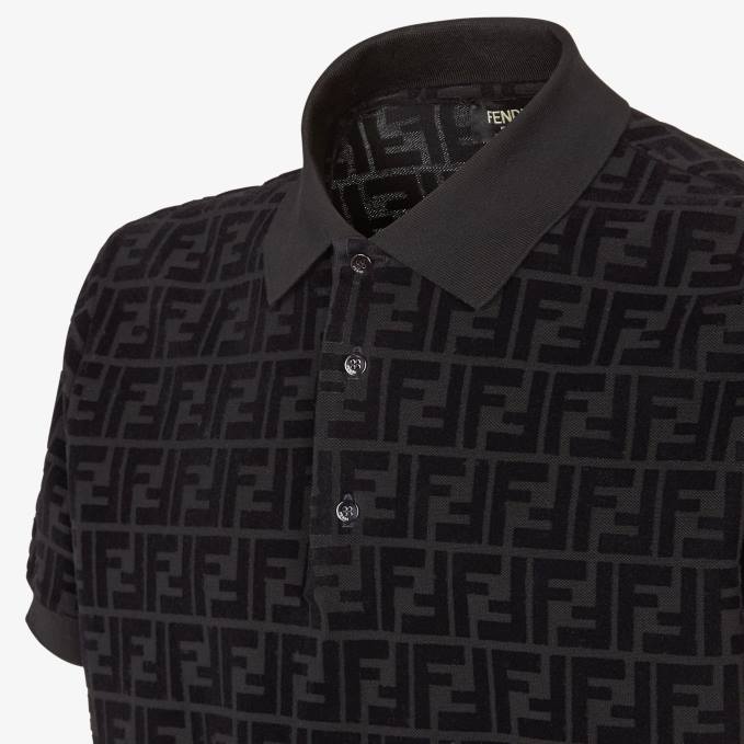 Men Jersey Polo Shirt Black Fendi Apparel 6RHH2035