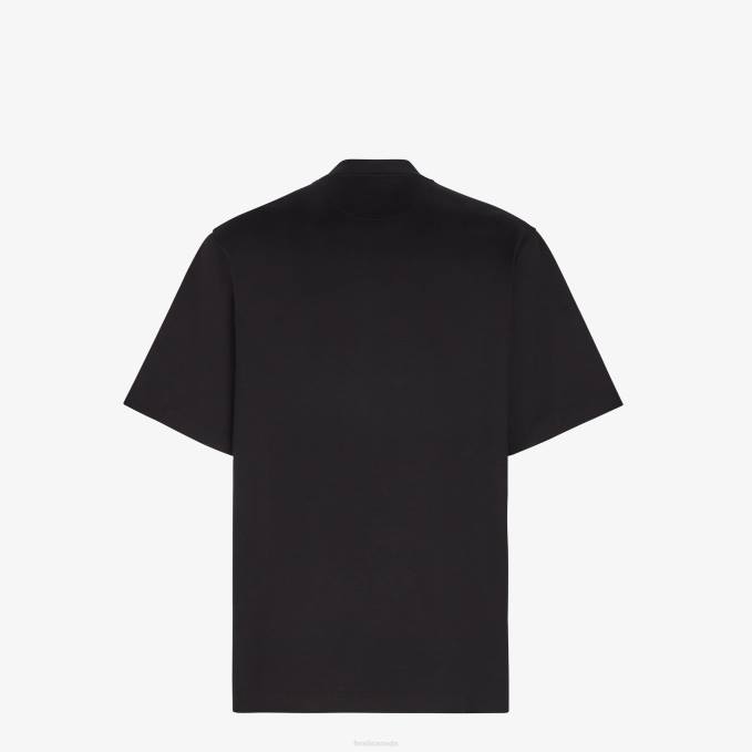 Men Jersey T-Shirt Black Fendi Apparel 6RHH1970