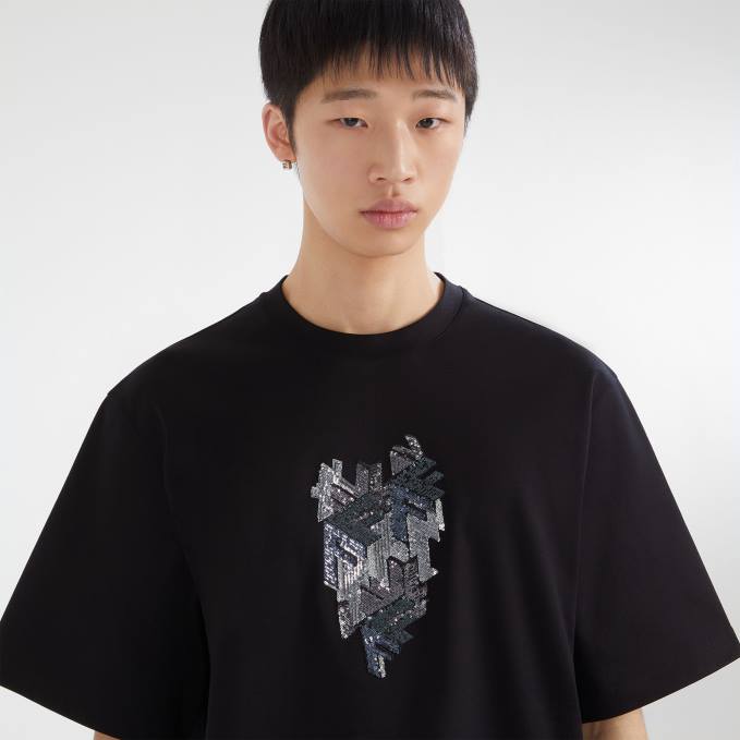 Men Jersey T-Shirt Black Fendi Apparel 6RHH1970