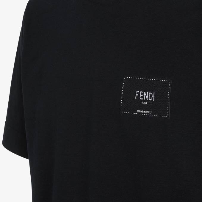 Men Jersey T-Shirt Black Fendi Apparel 6RHH2059