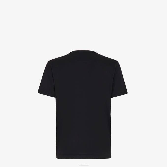 Men Jersey T-Shirt Black Fendi Apparel 6RHH2148