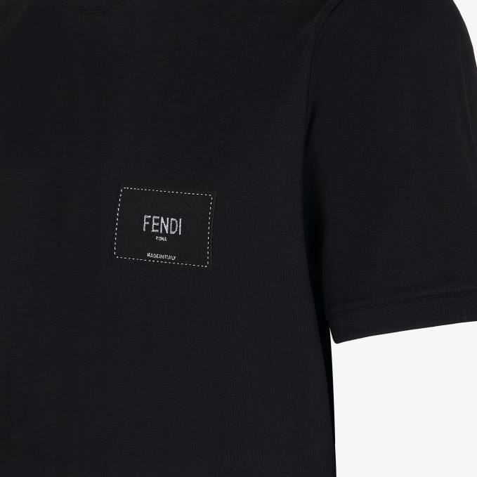 Men Jersey T-Shirt Black Fendi Apparel 6RHH2148
