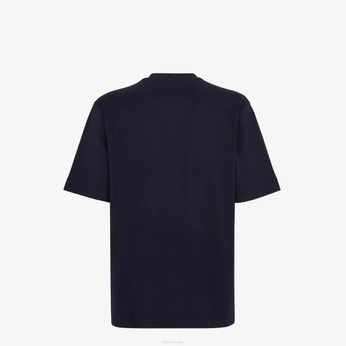 Men Jersey T-Shirt Blue Fendi Apparel 6RHH1943