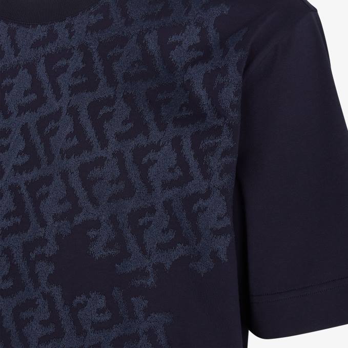 Men Jersey T-Shirt Blue Fendi Apparel 6RHH1943