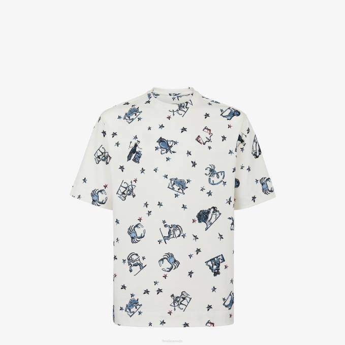 Men Jersey T-Shirt White Fendi Apparel 6RHH1922