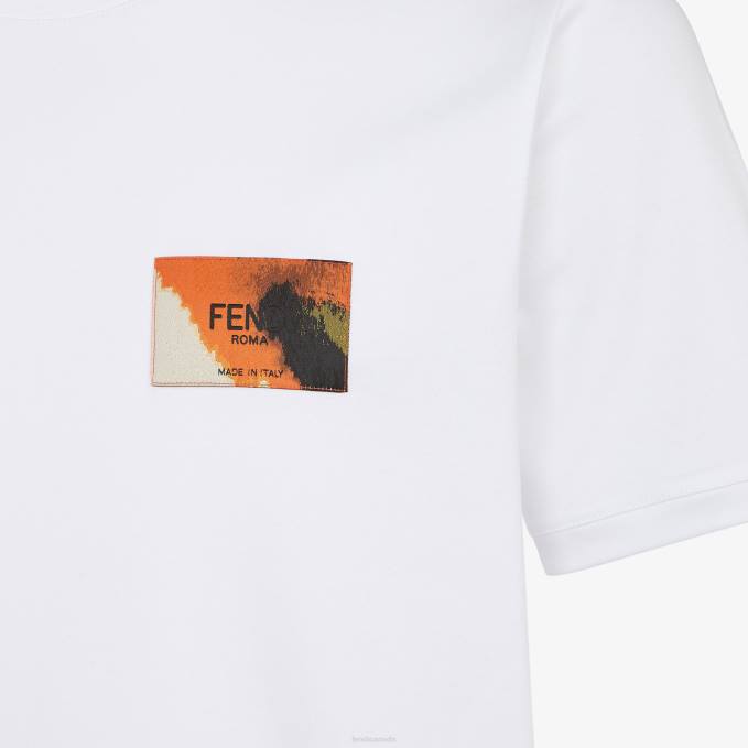 Men Jersey T-Shirt White Fendi Apparel 6RHH2006