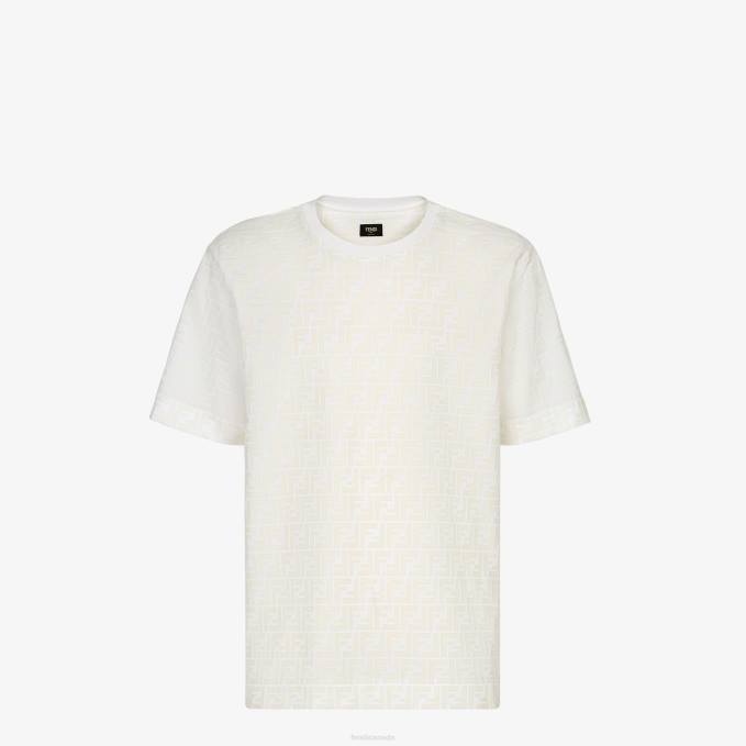 Men T-Shirt In Pique White Fendi Apparel 6RHH1938