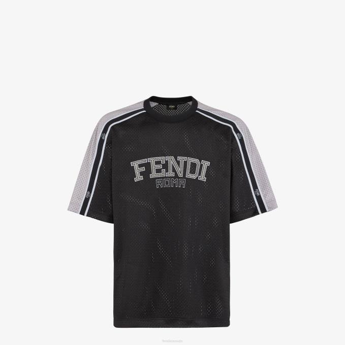 Men Tech Mesh T-Shirt Gray Fendi Apparel 6RHH1944