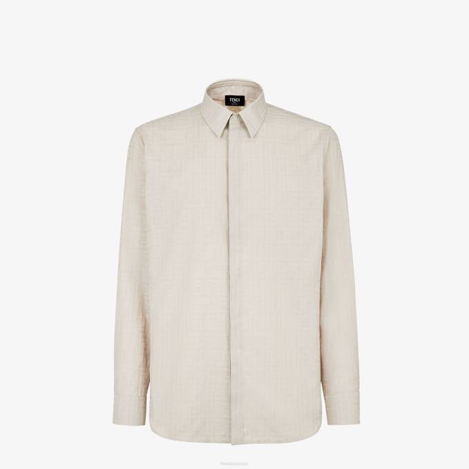 Men Cotton And Viscose Shirt Beige Fendi Apparel 6RHH1933